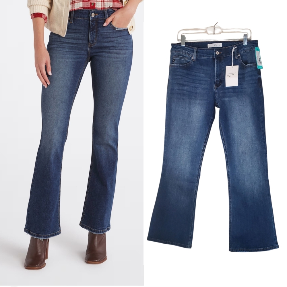 KanCan Ivy Mid Rise Bootcut Jeans Indigo Cotton Blend Stretch Petite